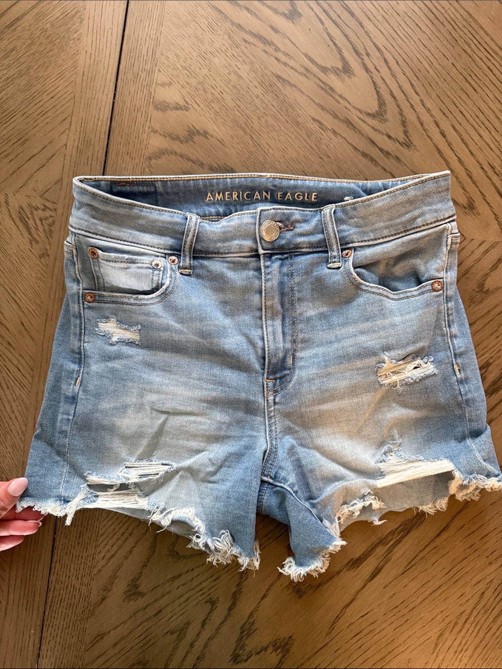 American Eagle Outfitters Light Wash Distressed Denim Cutoff Shorts